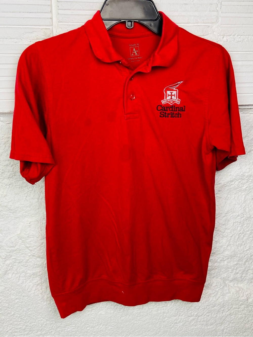 Cardinal stritch Catholic Private school uniform Red Polo Shirt size XL